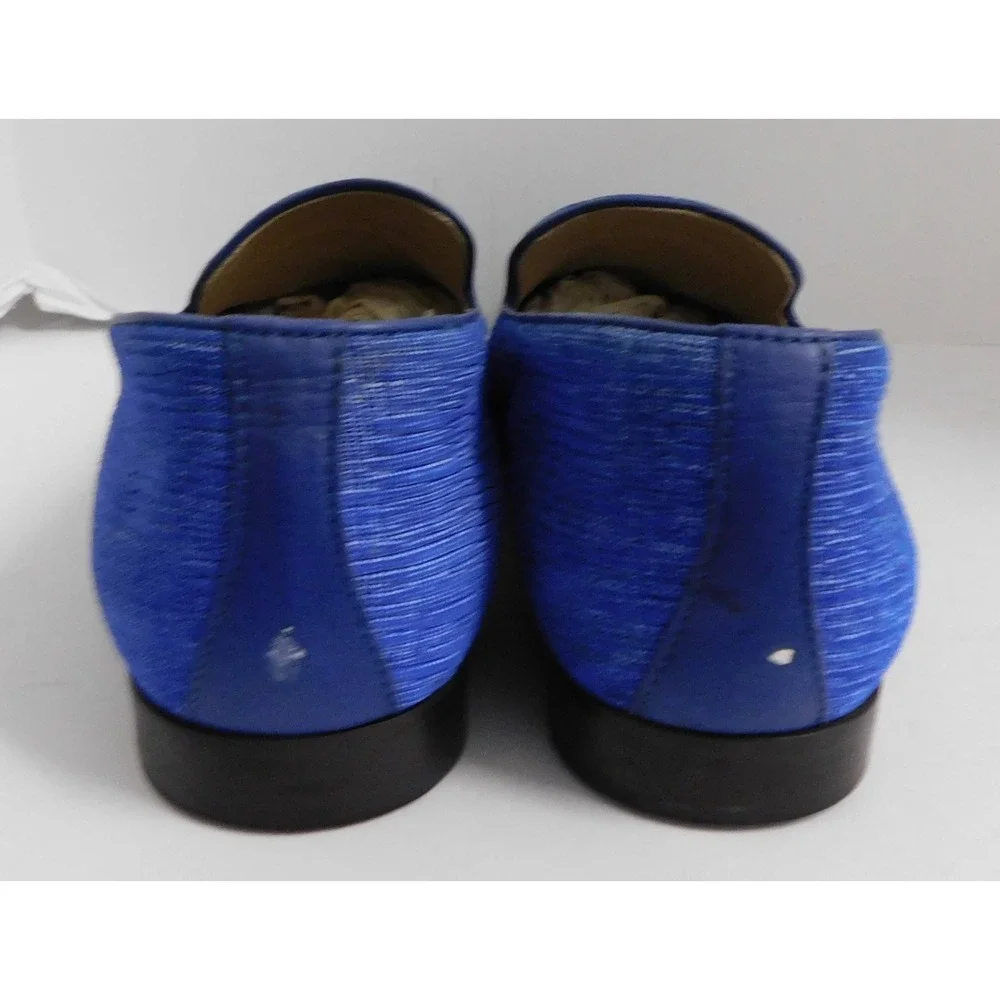 Donald J Pliner PAZANOSP Embellished Crest Linen Loafer, Blue $525rt sz 9.5M‎